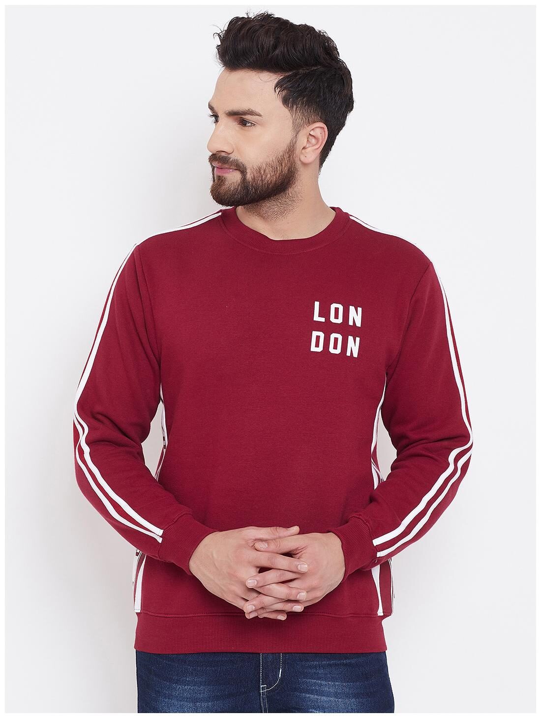 

CANARY LONDON Men Maroon Round neck Sweatshirt
