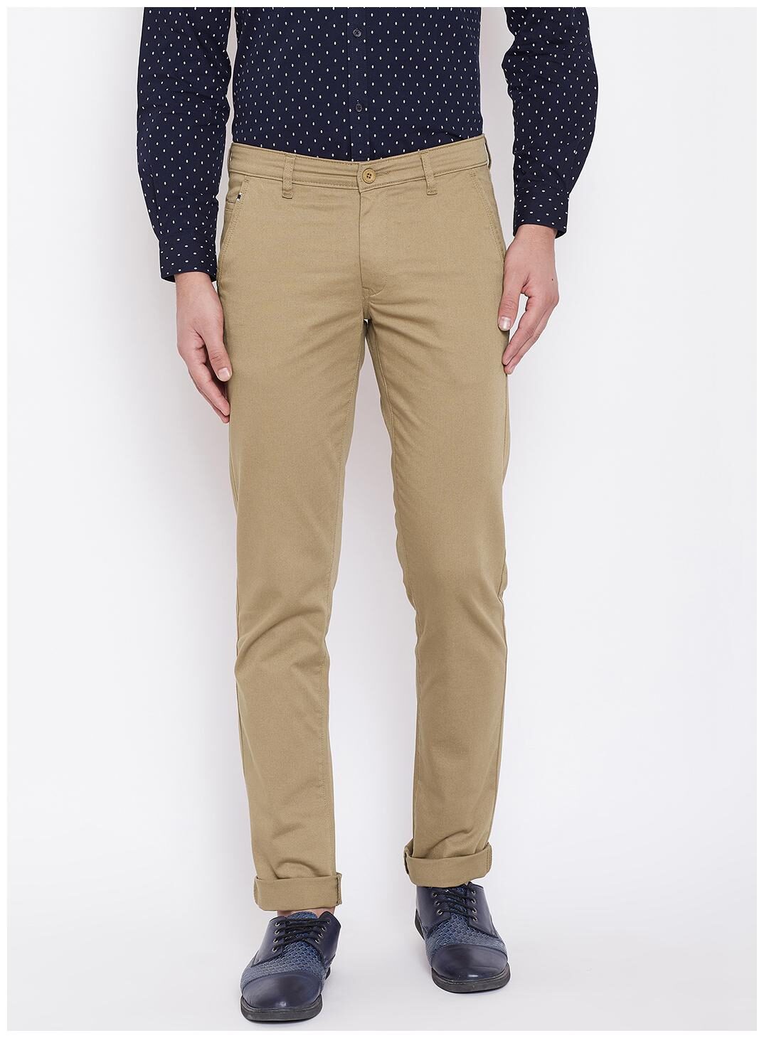 

CANARY LONDON Men Beige Textured Slim fit Chinos