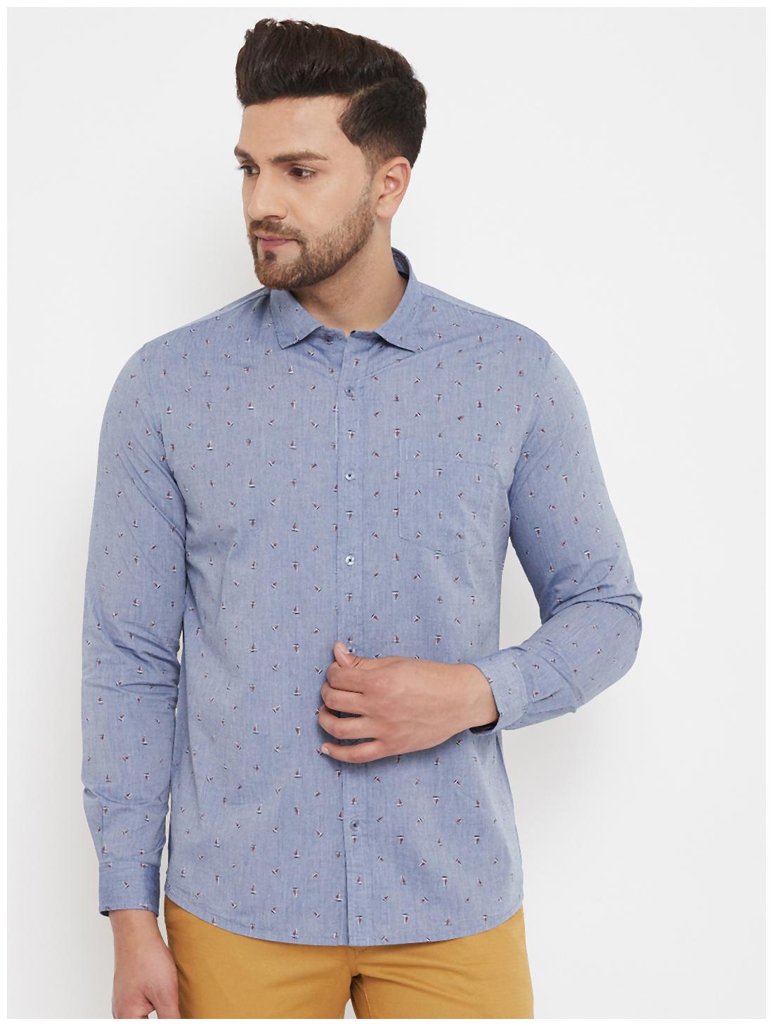 

CANARY LONDON Men Blue Printed Slim Fit Casual Shirt