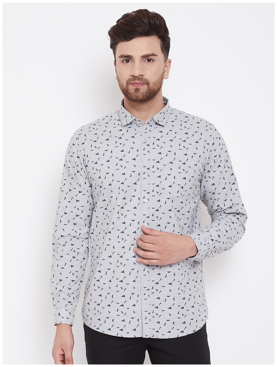 

CANARY LONDON Men Grey Printed Slim Fit Casual Shirt