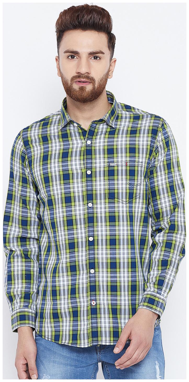 

CANARY LONDON Men Green Checked Slim Fit Casual Shirt