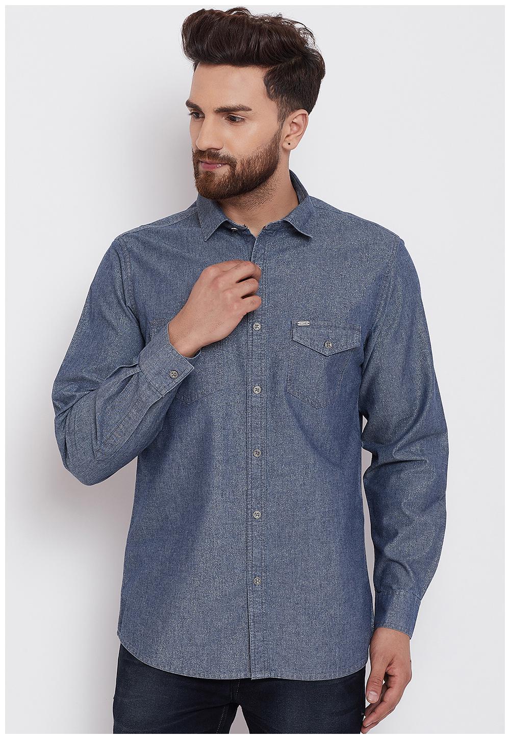 

CANARY LONDON Men Blue Solid Slim Fit Casual Shirt