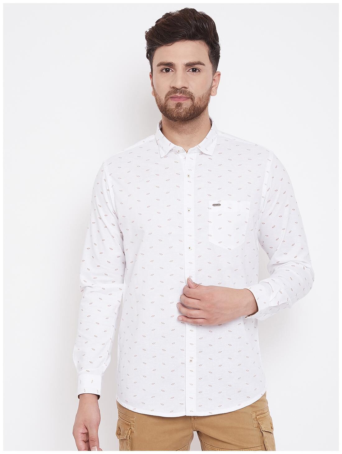 

CANARY LONDON Men White Printed Slim Fit Casual Shirt