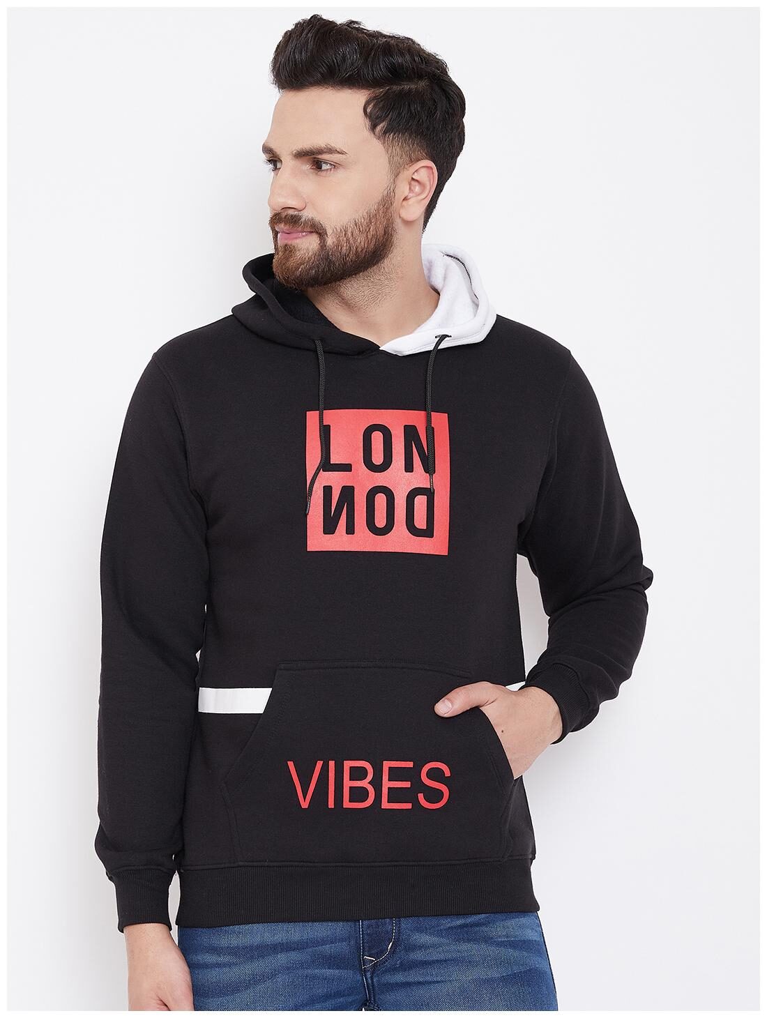 

CANARY LONDON Men Black Hooded Hoodie