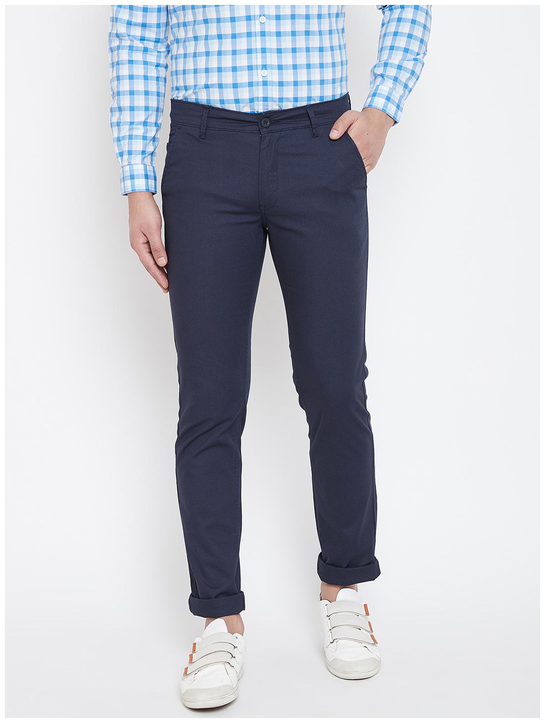 

CANARY LONDON Men Blue Solid Slim fit Wrinkle free Chinos