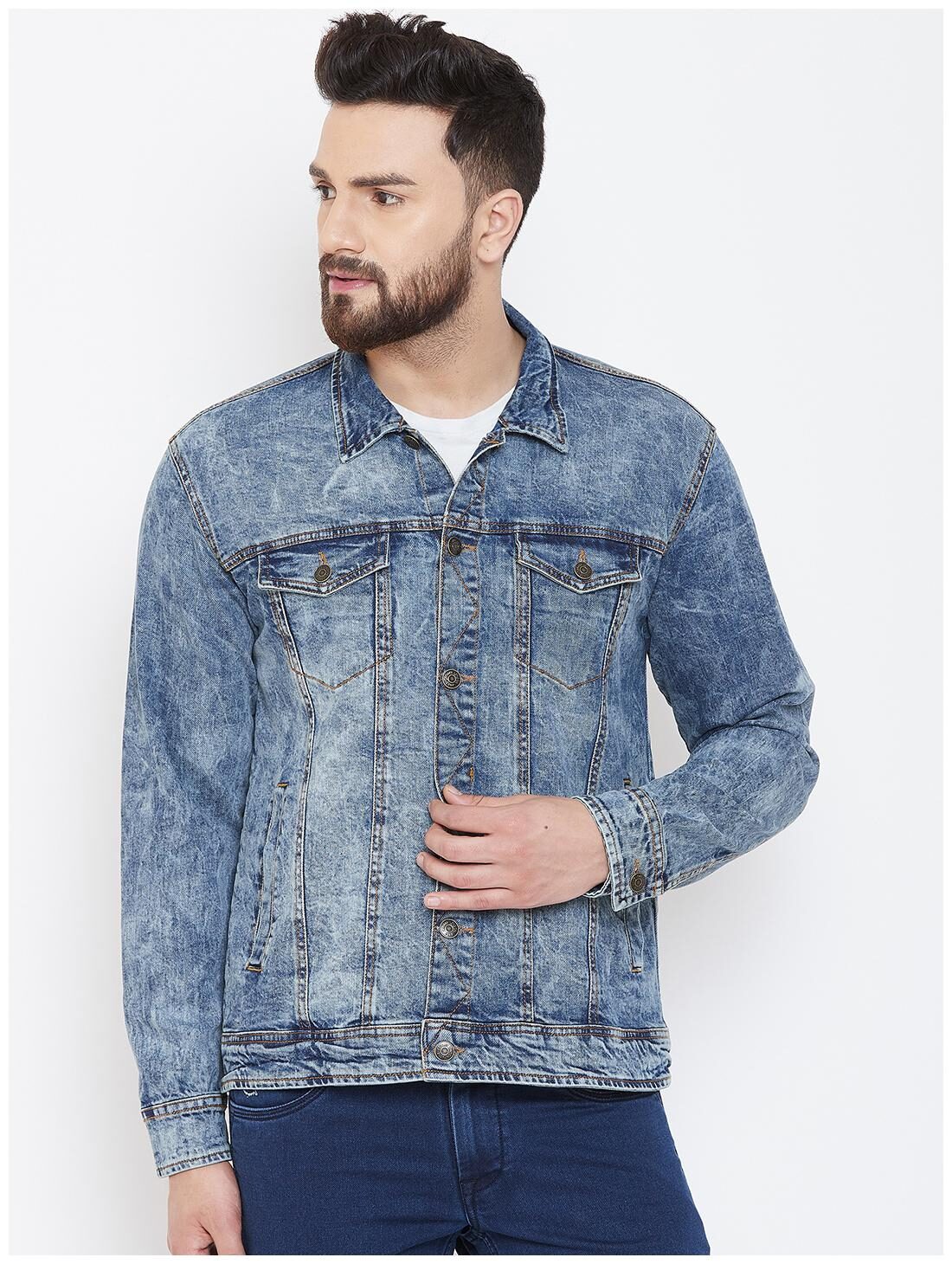 

CANARY LONDON Men Blue Solid Denim jacket