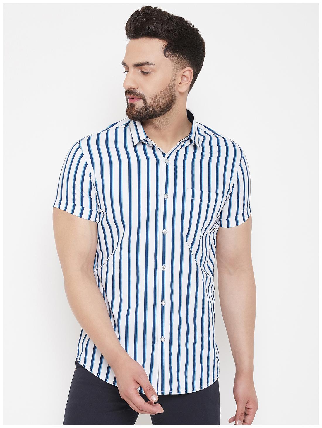 

CANARY LONDON Men Blue Vertical Stripes Slim Fit Casual Shirt