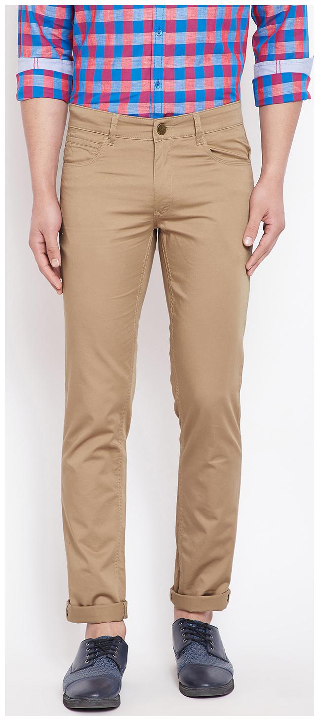 

CANARY LONDON Men Beige Solid Tapered fit Wrinkle free Chinos