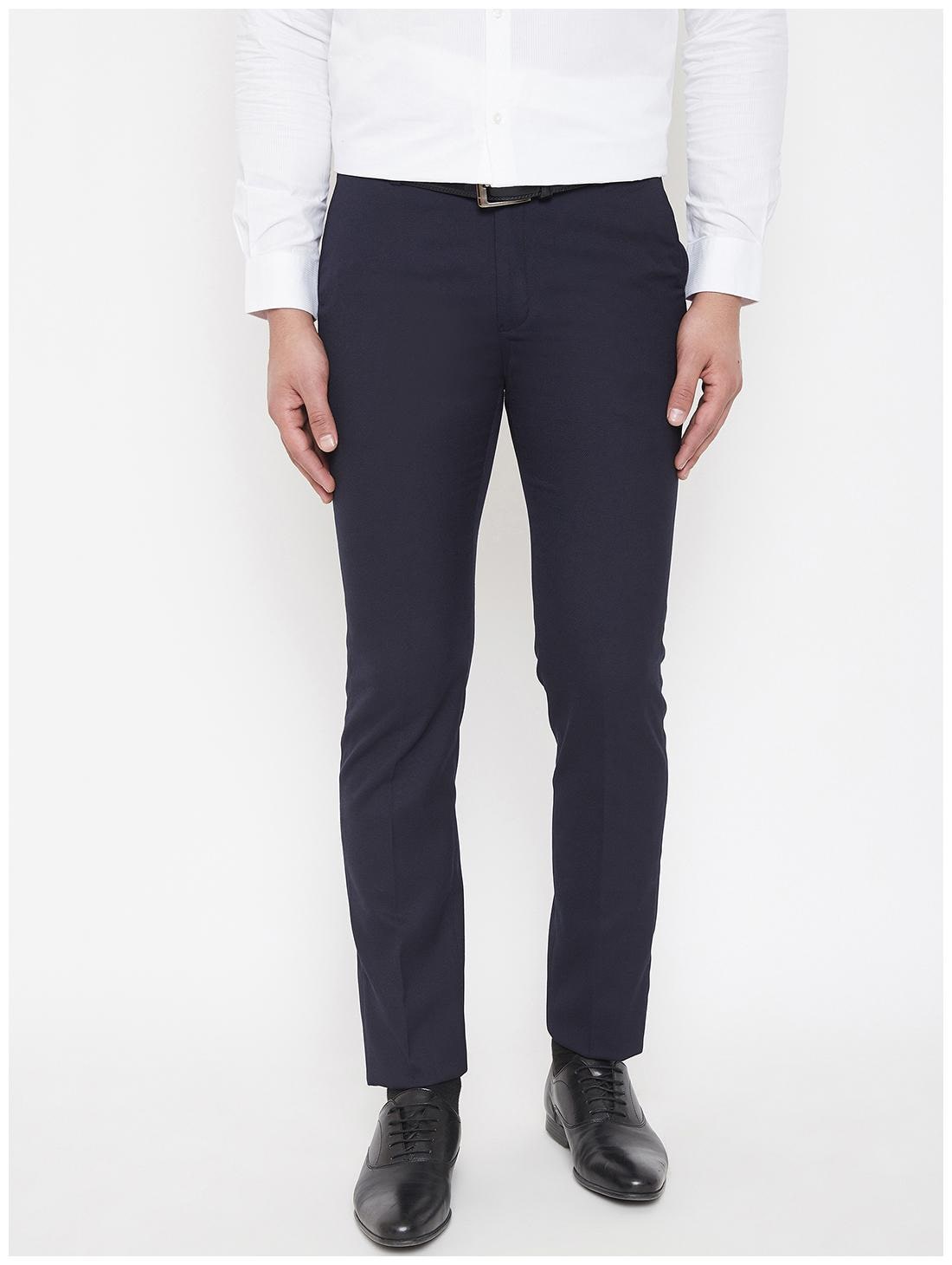 

CANARY LONDON Men Solid Slim Fit Formal Trouser - Navy Blue