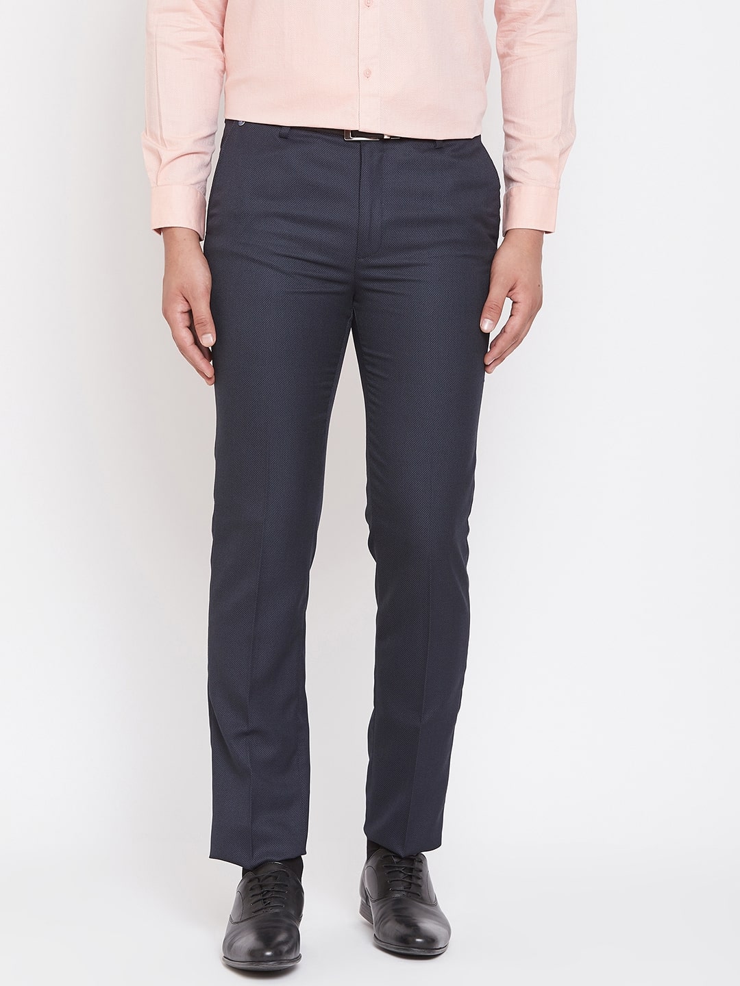 

CANARY LONDON Men Textured Slim Fit Formal Trouser - Navy Blue