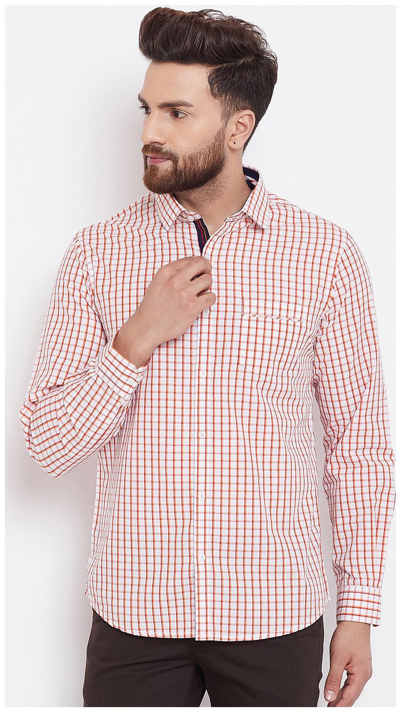 

CANARY LONDON Men Orange Checked Slim Fit Casual Shirt