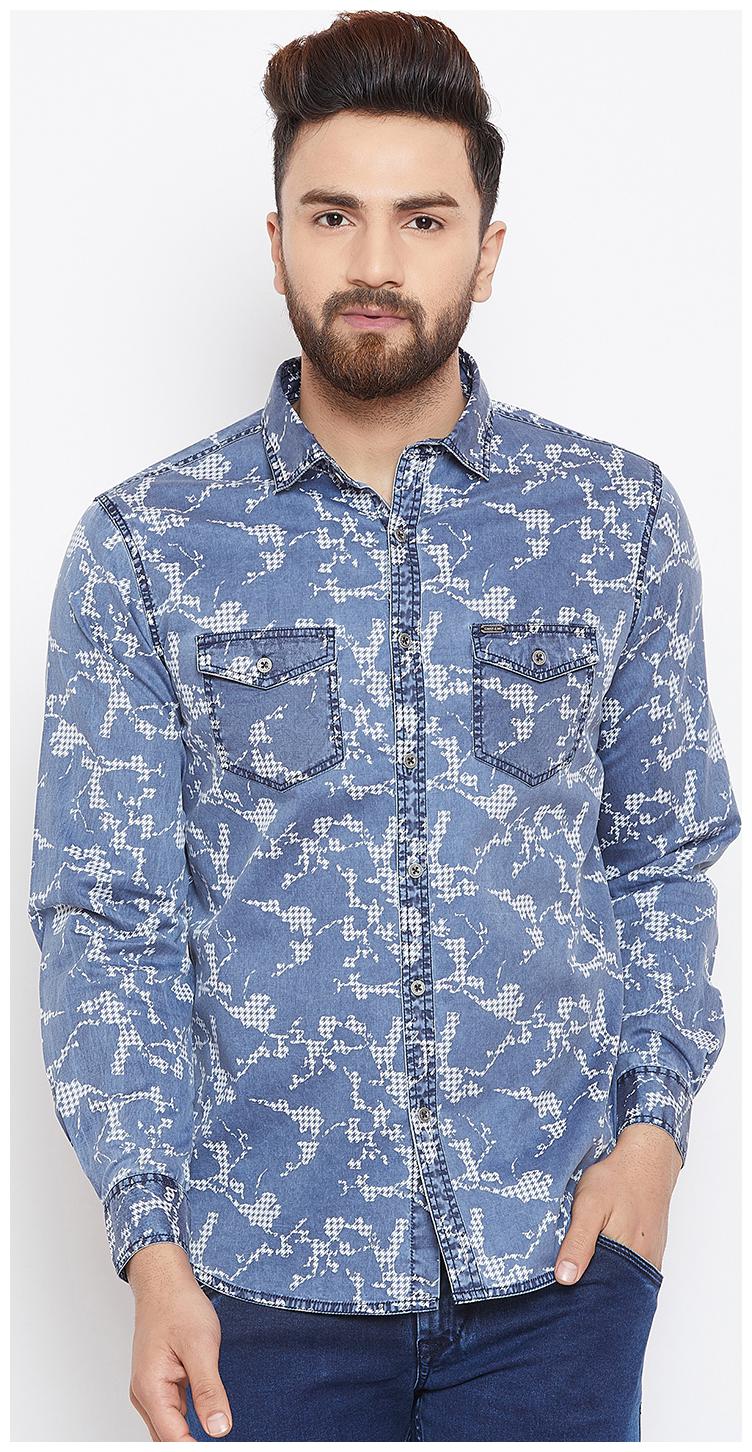 

CANARY LONDON Men Blue Printed Slim Fit Casual Shirt