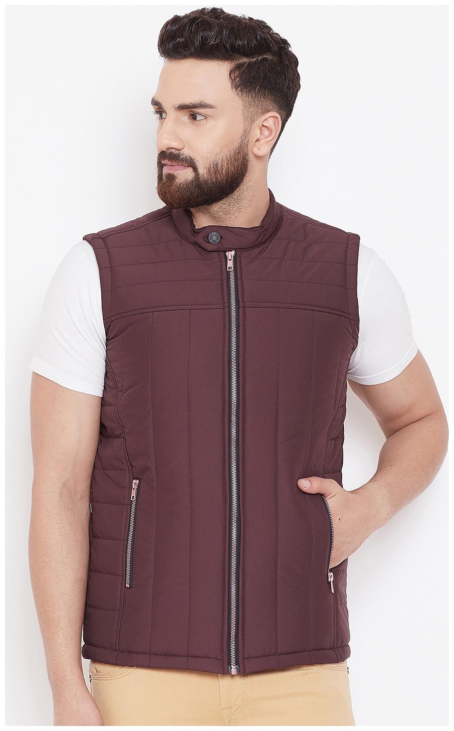 

CANARY LONDON Men Maroon Solid Quilted jacket