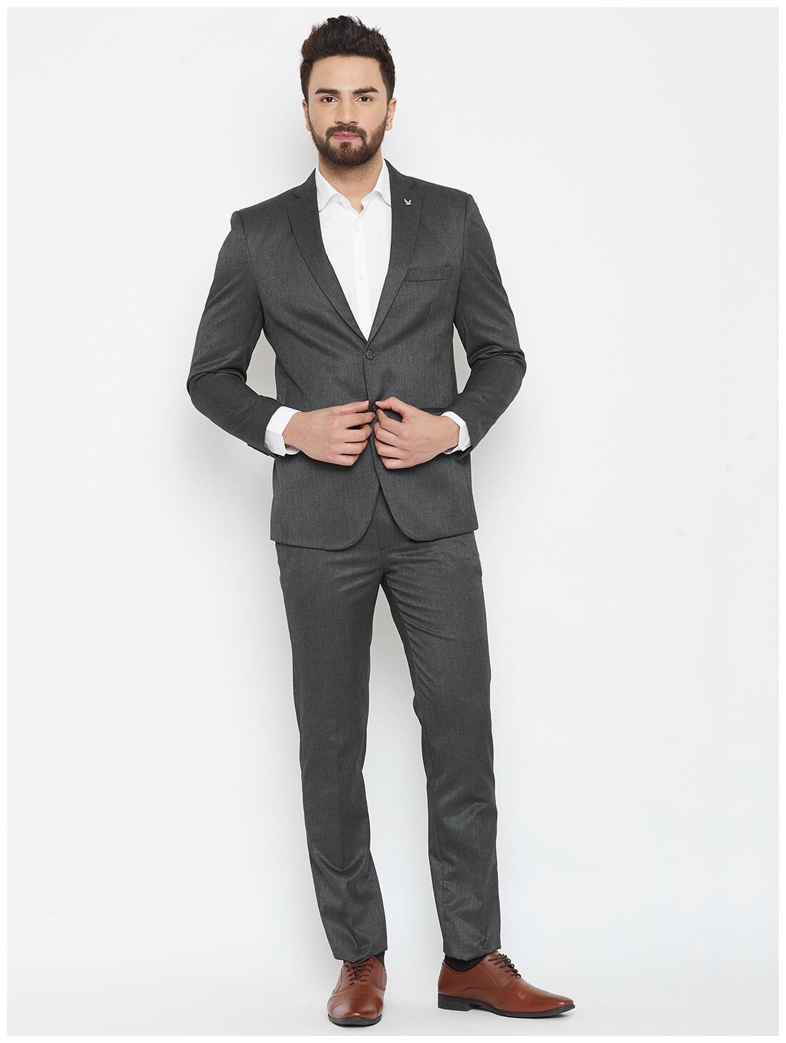 

Canary London Dark Grey Solid Slim Fit Suit