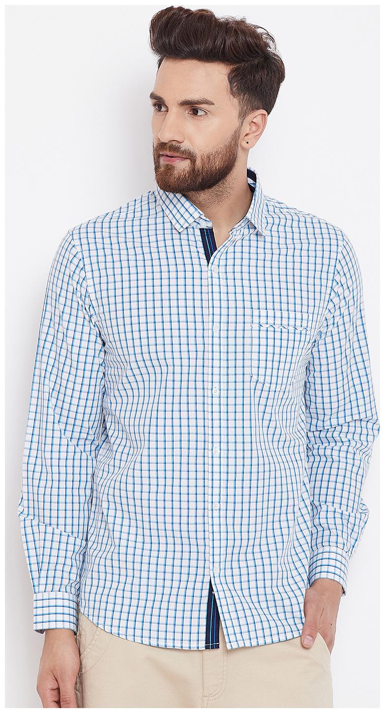 

CANARY LONDON Men Blue Checked Slim Fit Casual Shirt