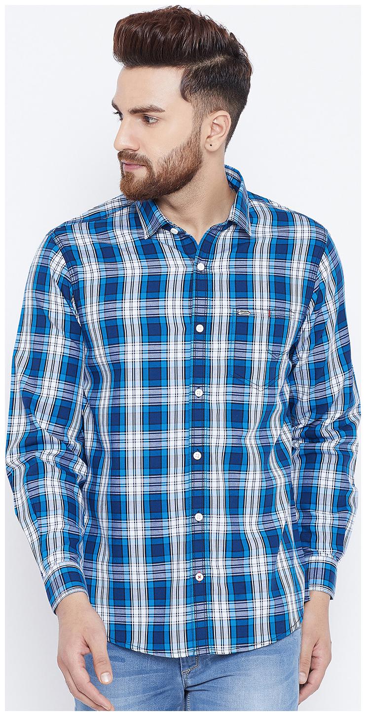 

CANARY LONDON Men Blue Checked Slim Fit Casual Shirt