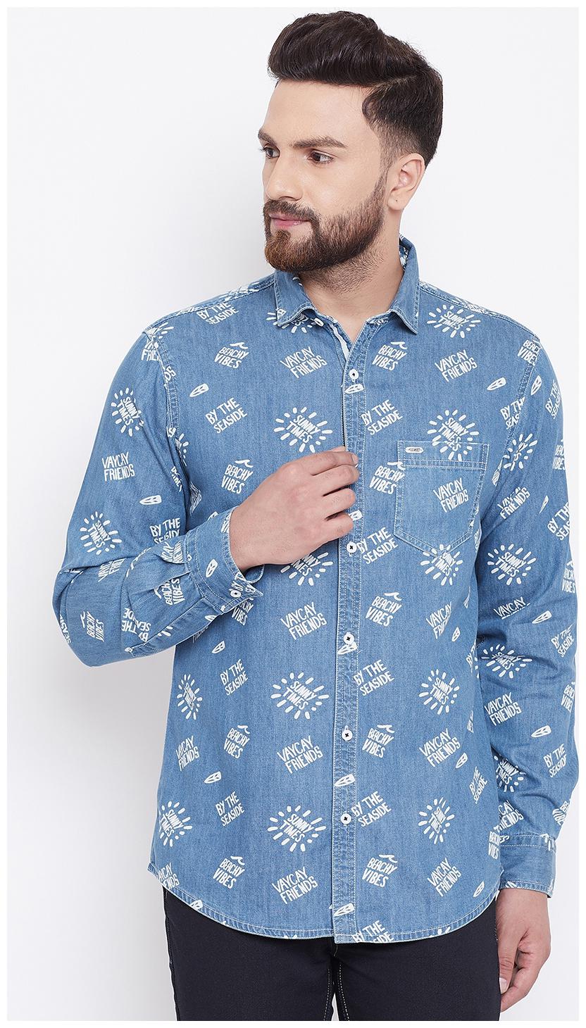 

CANARY LONDON Men Blue Printed Slim Fit Casual Shirt