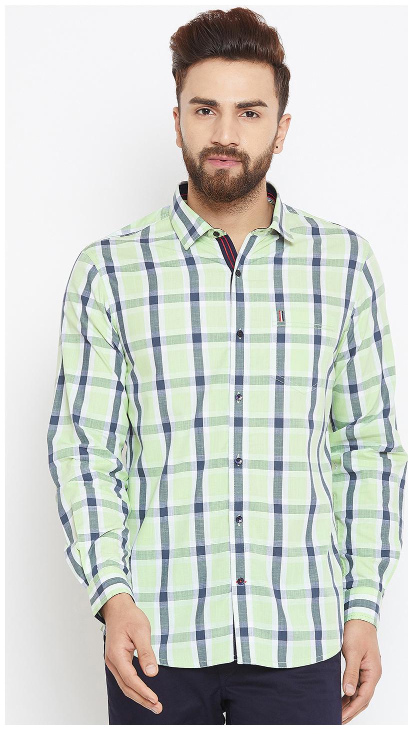 

CANARY LONDON Men Green Checked Slim Fit Casual Shirt