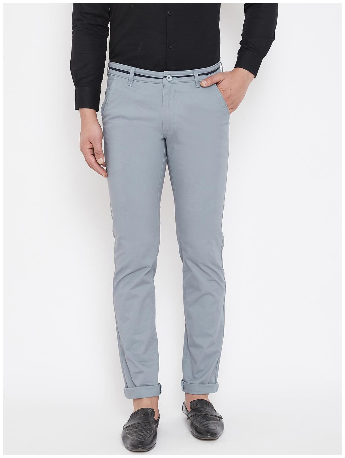 

CANARY LONDON Men Grey Solid Slim fit Chinos