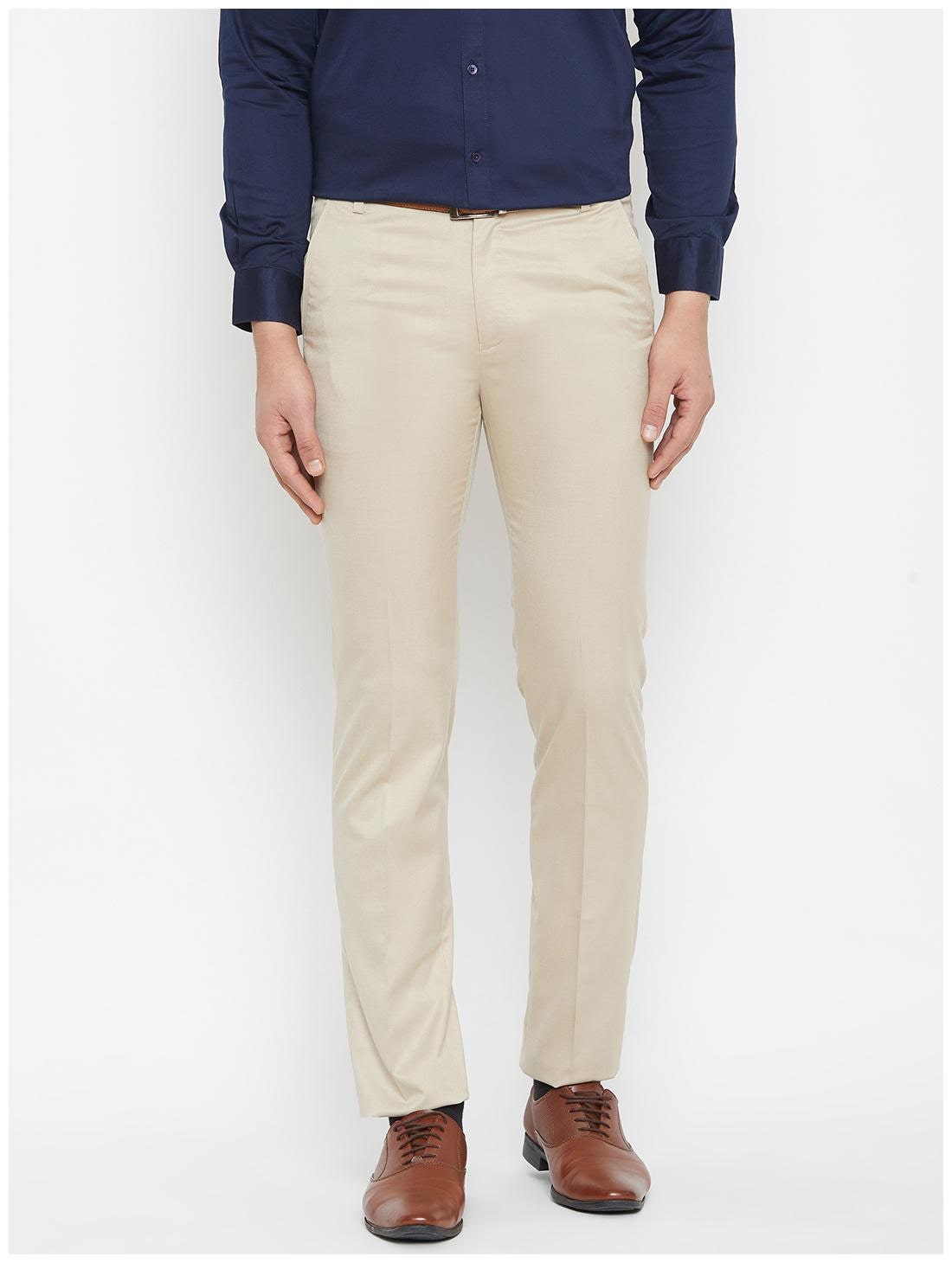 

CANARY LONDON Men Solid Slim Fit Formal Trouser - Beige