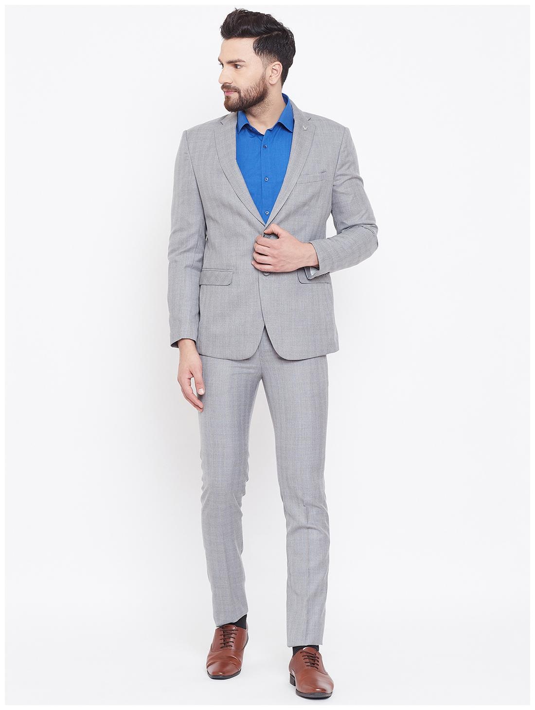 

CANARY LONDON Men Polyviscose Checked Blazer and Trouser Grey