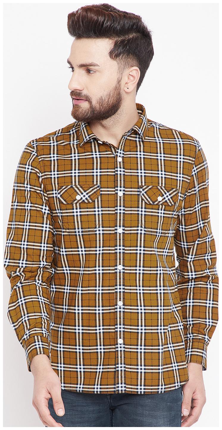 

CANARY LONDON Men Brown Checked Slim Fit Casual Shirt