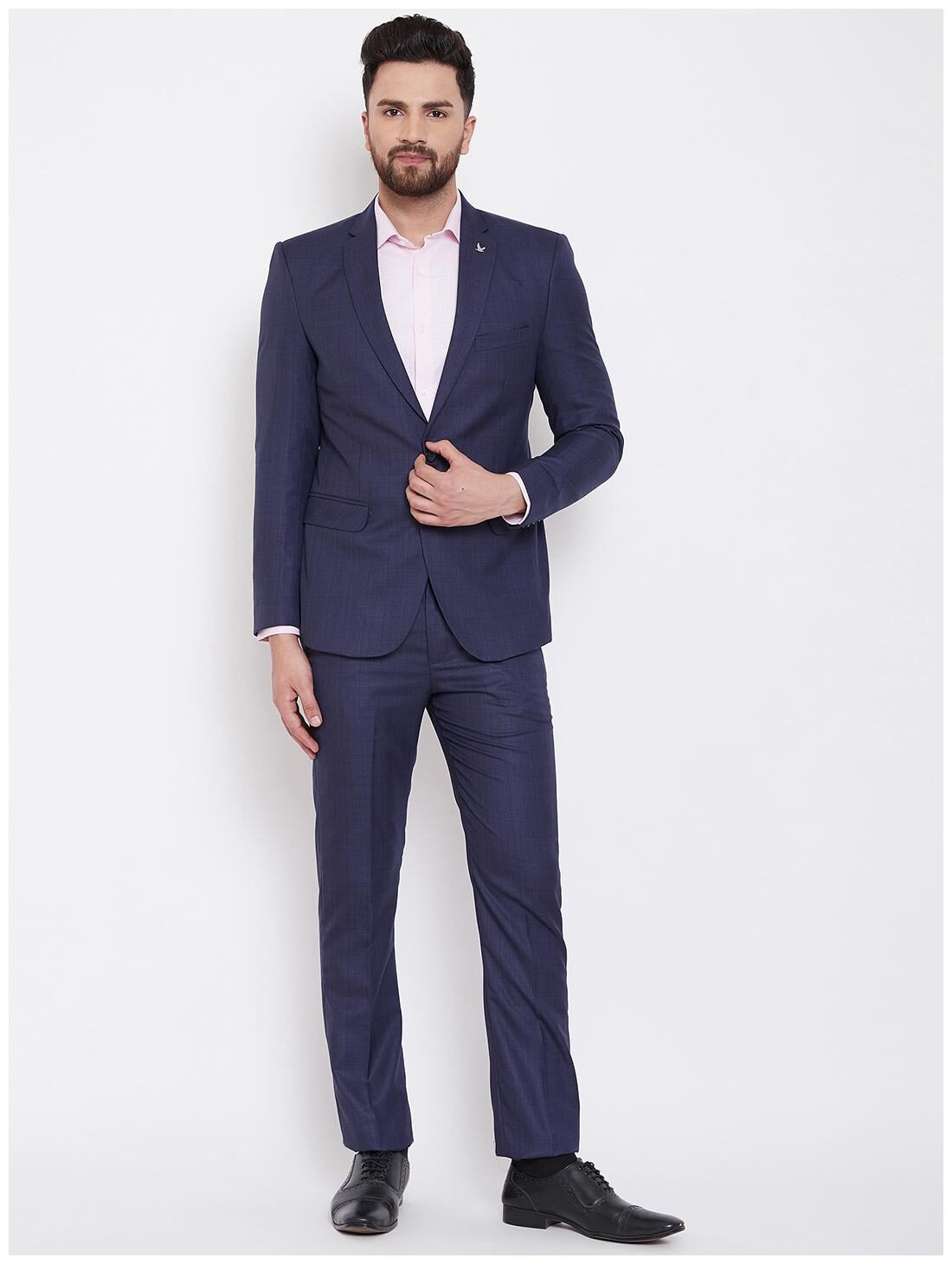 

CANARY LONDON Men Polyviscose Checked Blazer and Trouser Blue