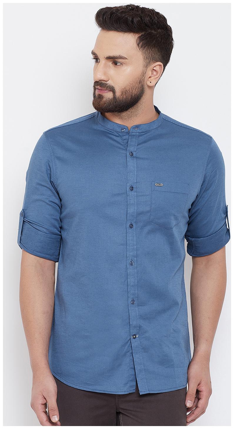 

CANARY LONDON Men Blue Solid Slim Fit Casual Shirt