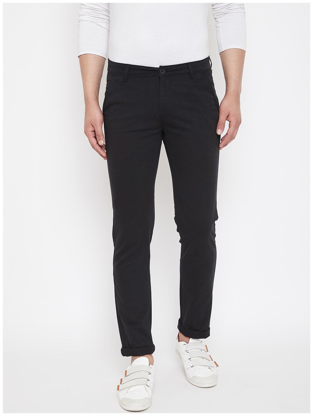 

CANARY LONDON Men Black Solid Slim fit Chinos