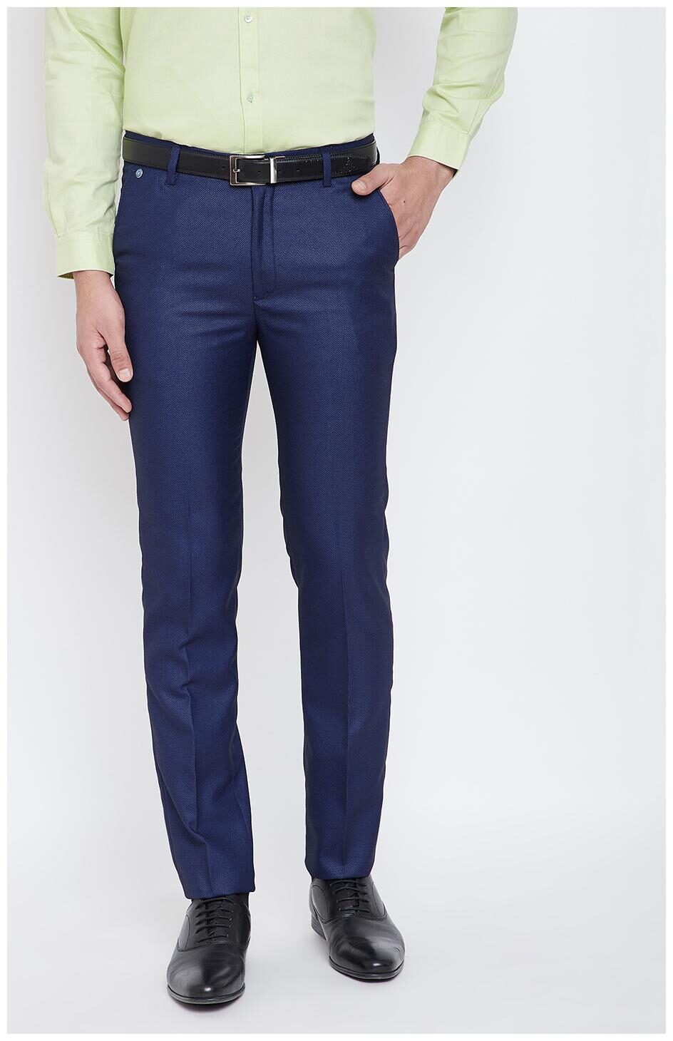 

CANARY LONDON Men Textured Slim Fit Formal Trouser - Blue
