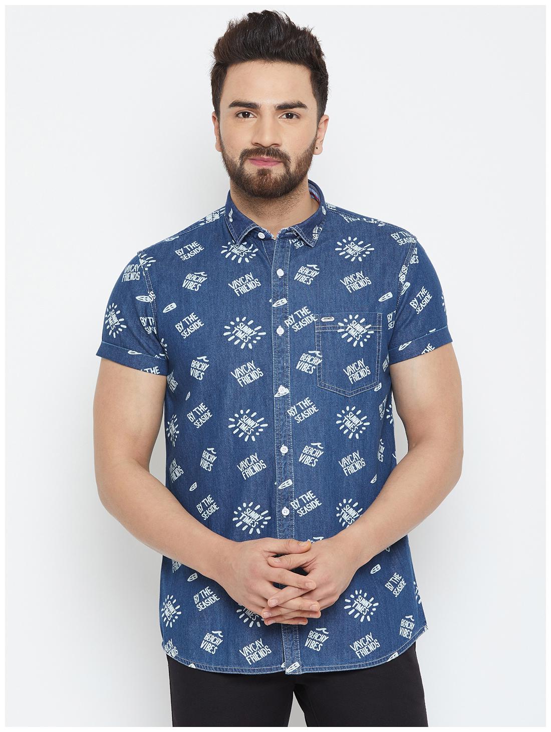

CANARY LONDON Men Blue Printed Slim Fit Casual Shirt
