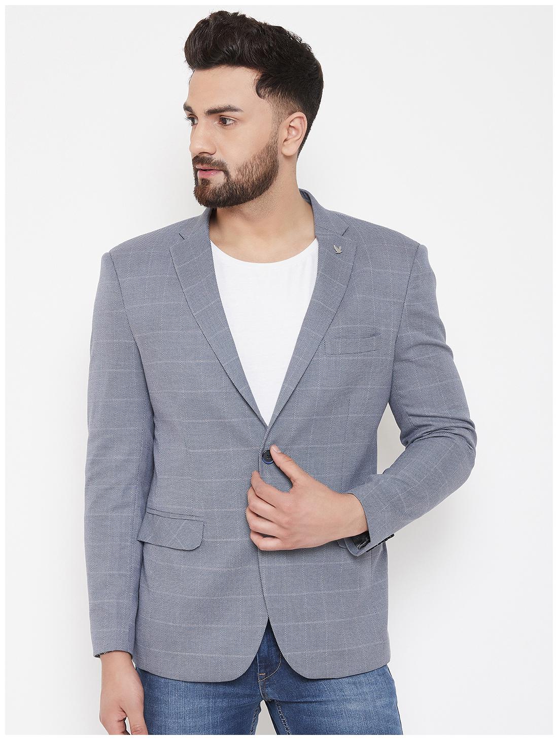 

CANARY LONDON Men Grey Checked Slim fit Single Breasted Blazer