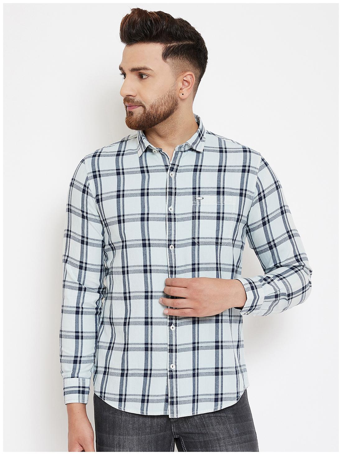 

CANARY LONDON Men Blue Checked Slim Fit Casual Shirt