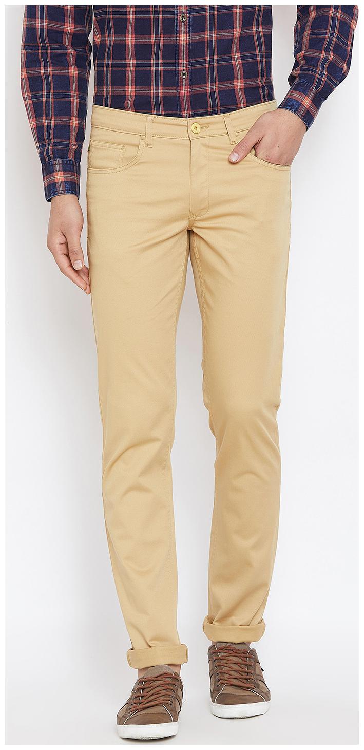 

CANARY LONDON Men Beige Solid Slim fit Regular trousers