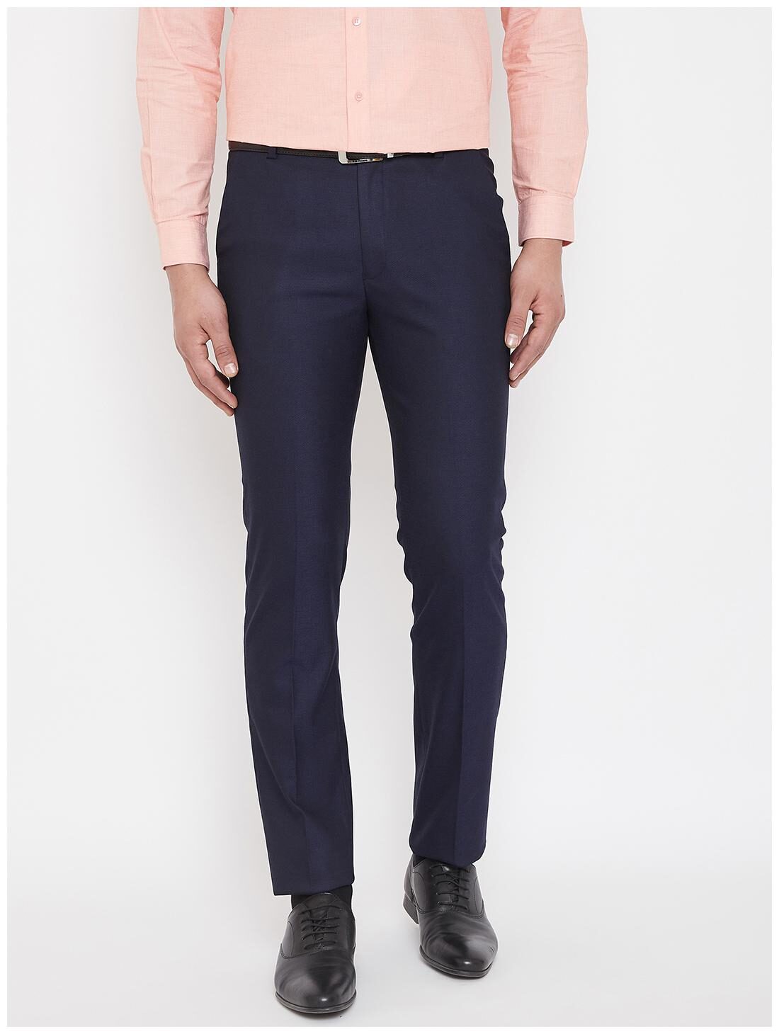 

CANARY LONDON Men Solid Slim Fit Formal Trouser - Navy Blue