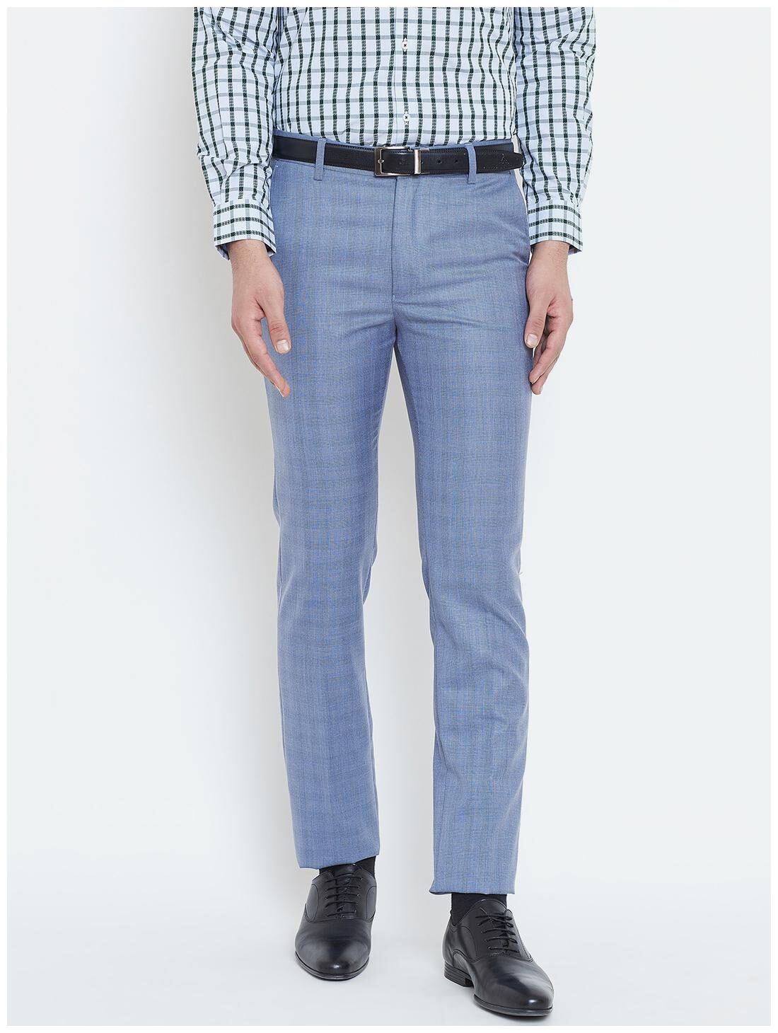 

CANARY LONDON Men Checked Slim Fit Formal Trouser - Blue