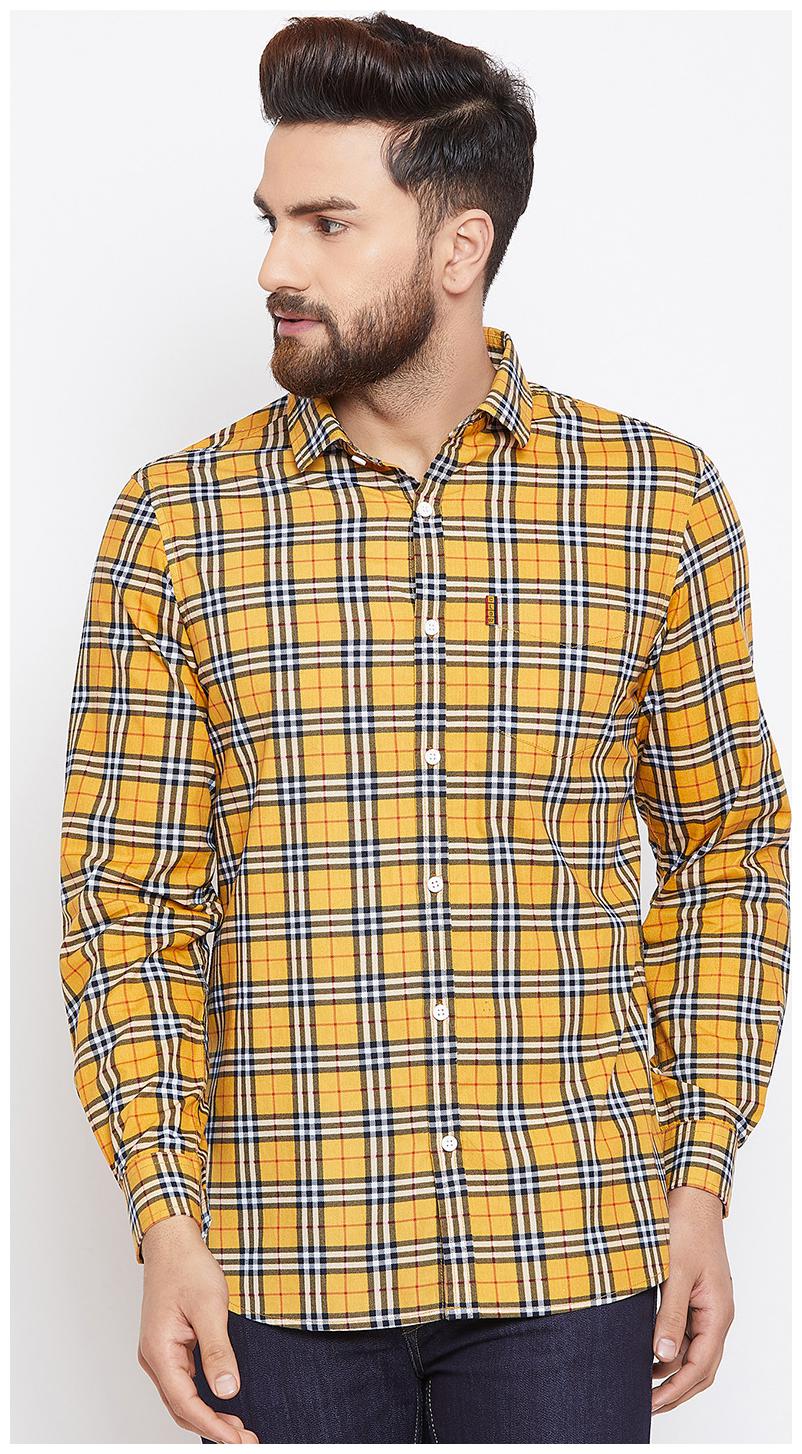 

CANARY LONDON Men Yellow Checked Slim Fit Casual Shirt