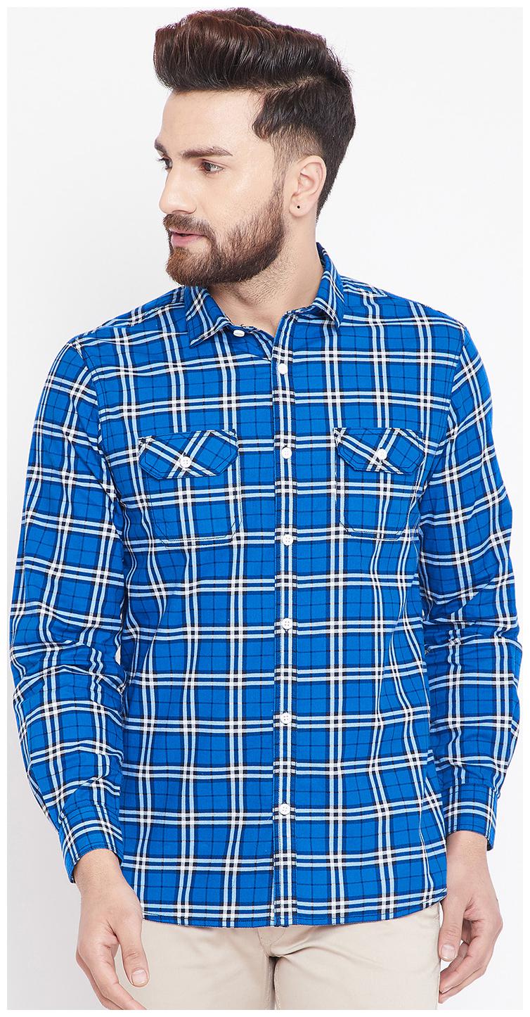 

CANARY LONDON Men Blue Checked Slim Fit Casual Shirt