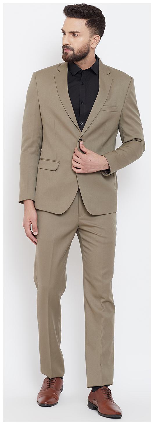 

CANARY LONDON Men Beige Solid Slim fit Single Breasted Blazer