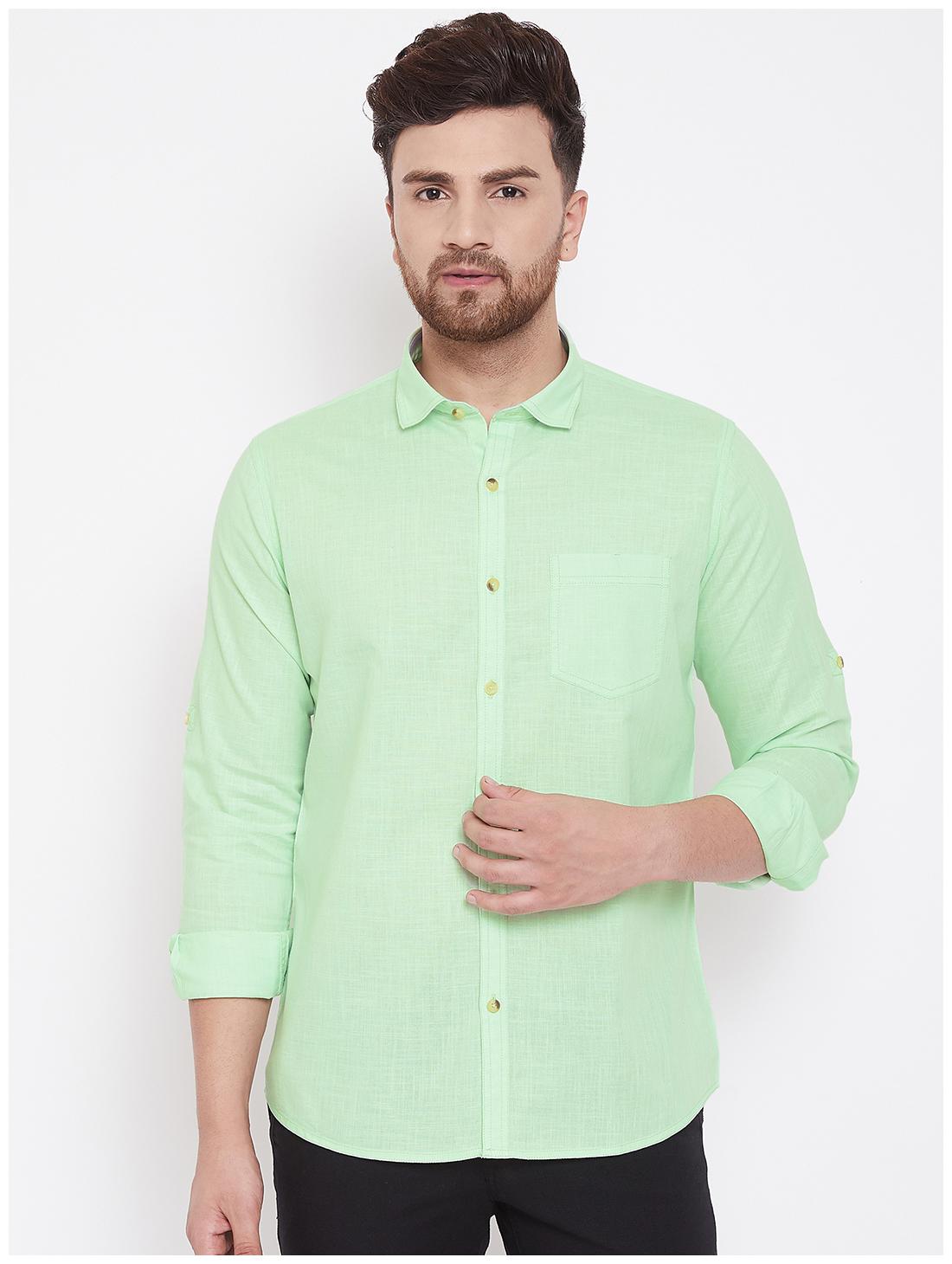 

CANARY LONDON Men Green Solid Slim Fit Casual Shirt