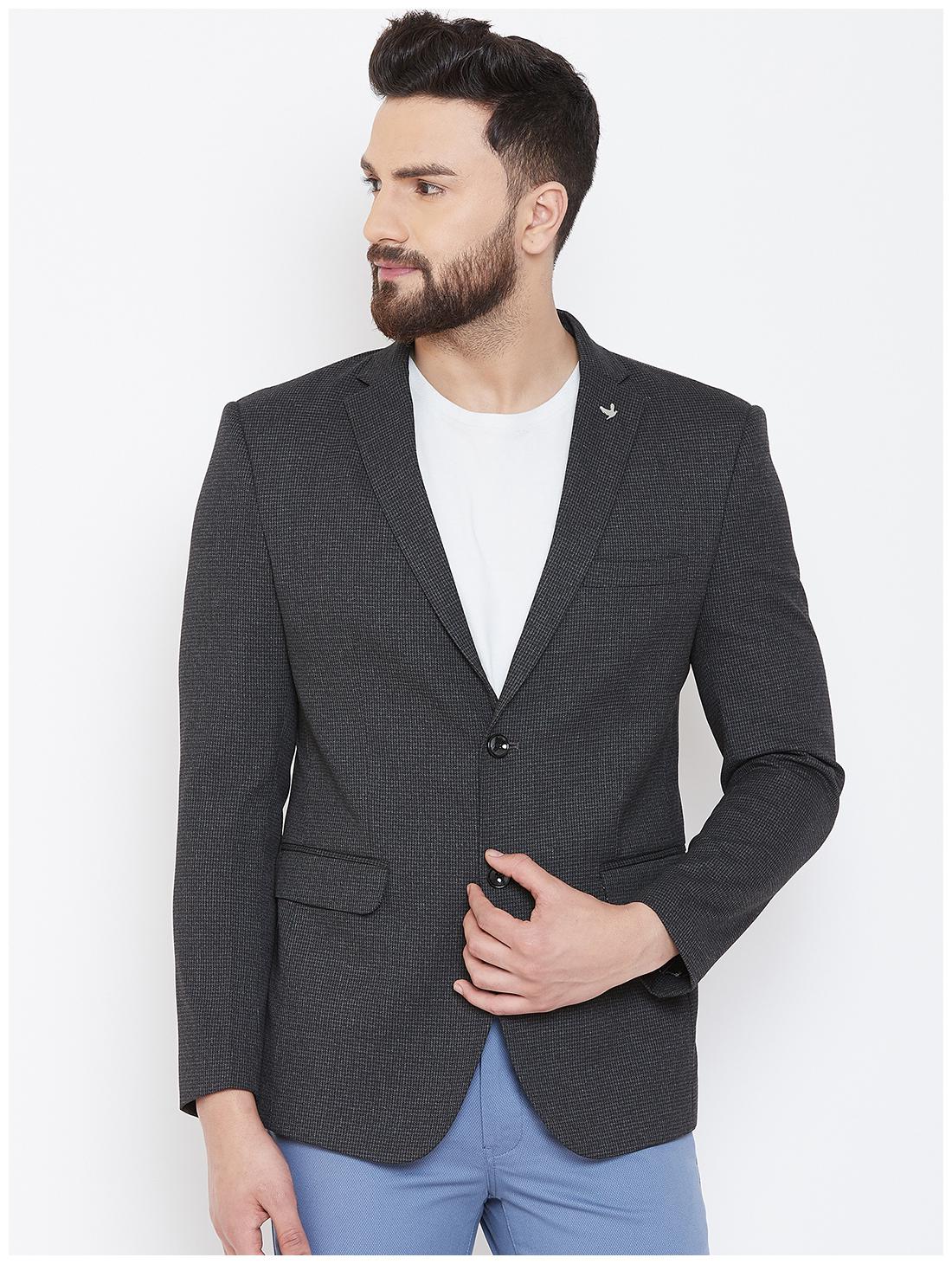 

CANARY LONDON Men Black Textured Slim fit Single Breasted Blazer