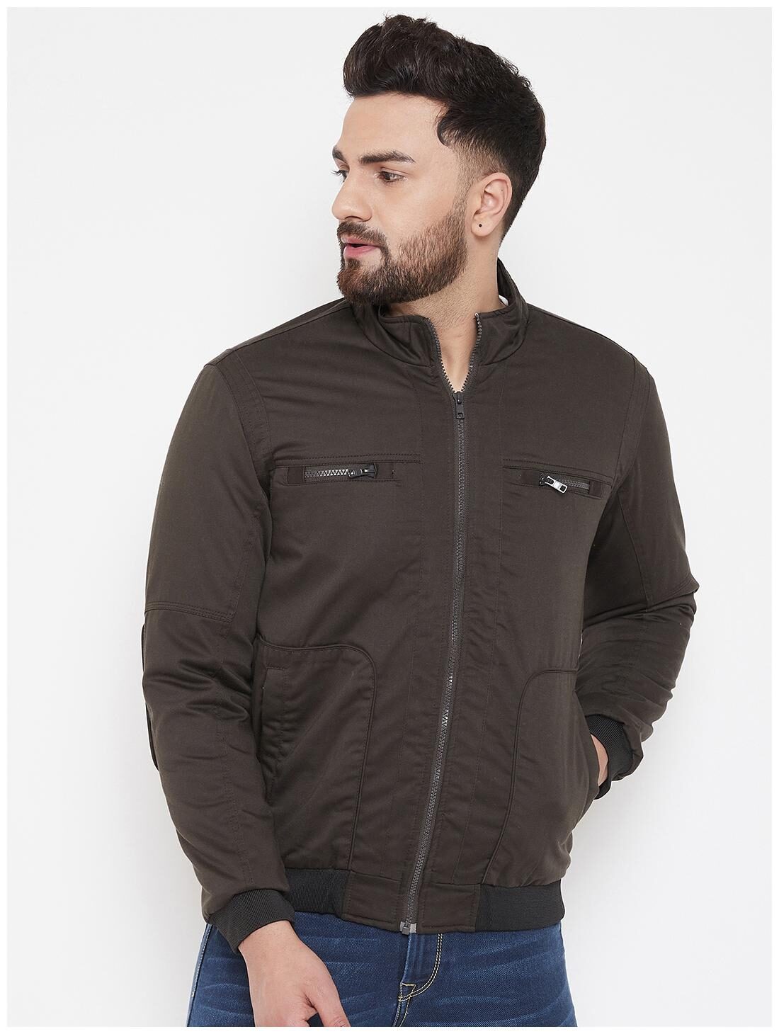 

CANARY LONDON Men Brown Solid Biker jacket