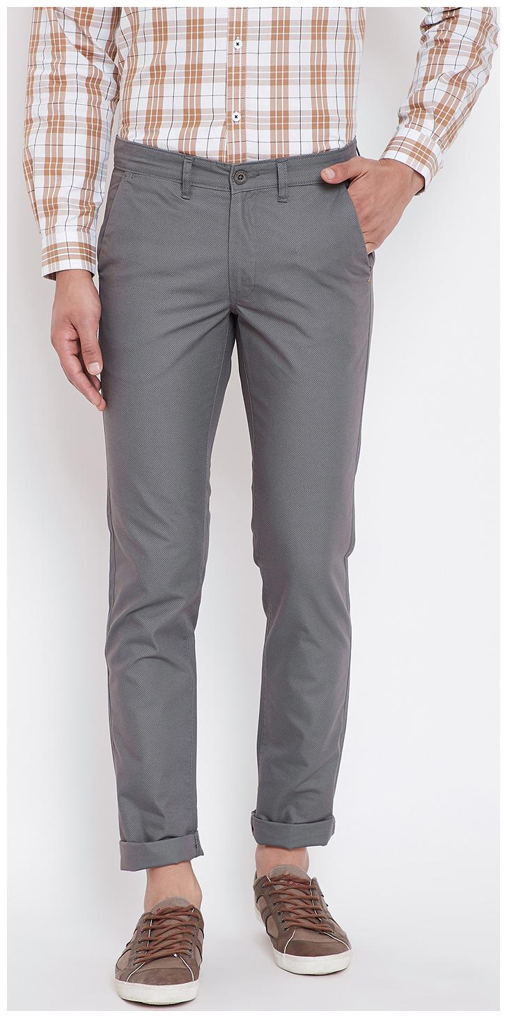 

CANARY LONDON Men Grey Textured Slim fit Wrinkle free Chinos