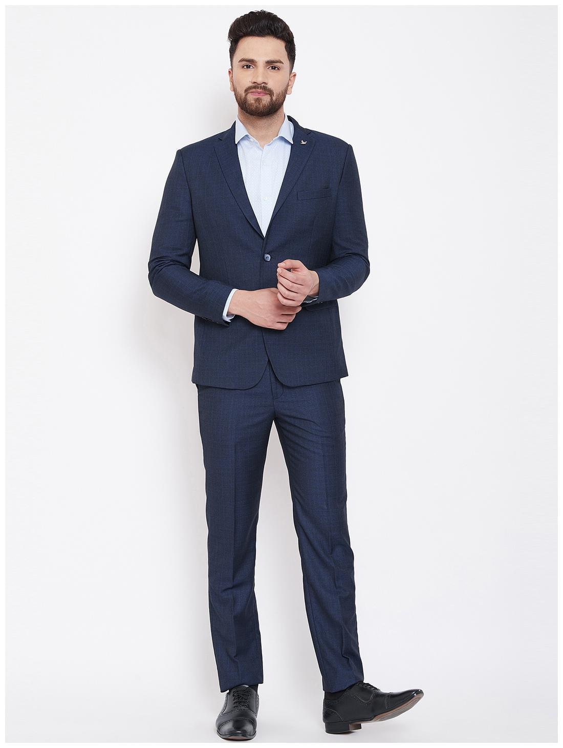 

Canary London Men Navy Polyviscose Slim Fit Suits