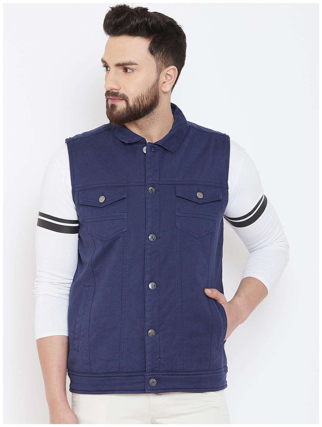 

CANARY LONDON Men Blue Solid Biker jacket