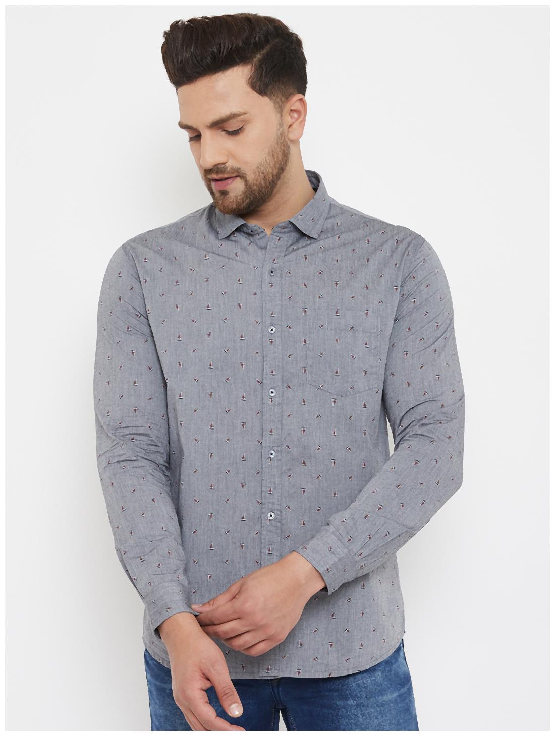 

CANARY LONDON Men Grey Printed Slim Fit Casual Shirt