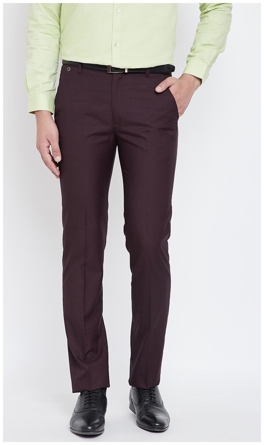 

CANARY LONDON Men Solid Slim Fit Formal Trouser - Maroon