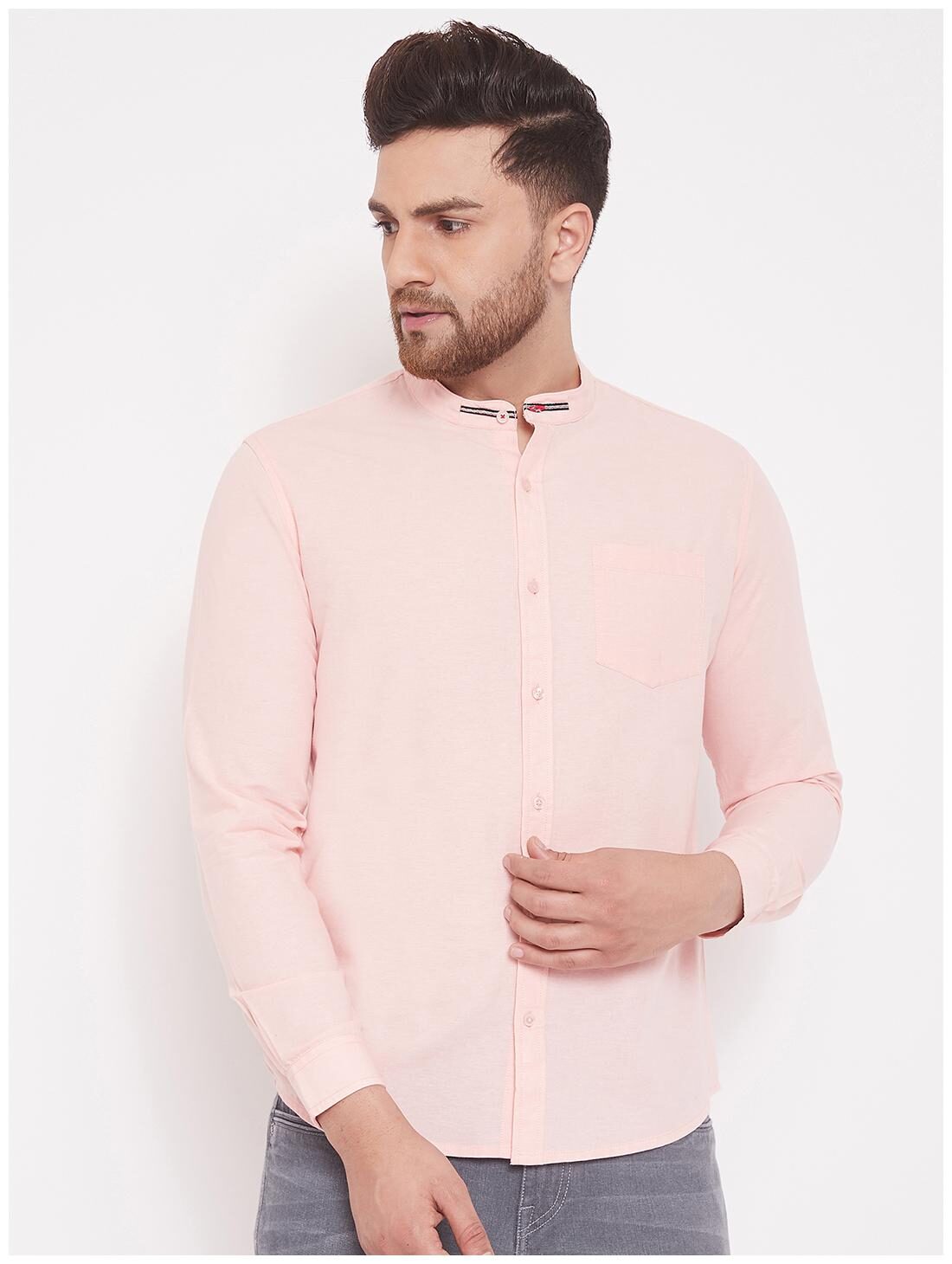 

CANARY LONDON Men Peach Solid Slim Fit Casual Shirt
