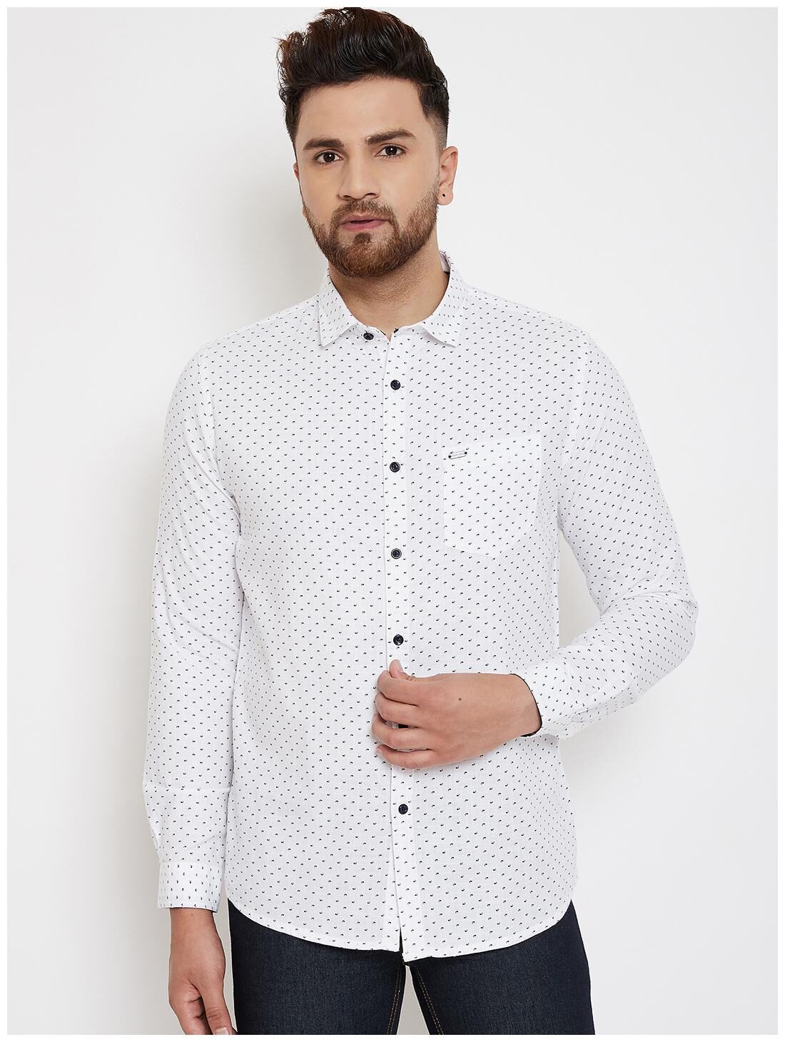 

CANARY LONDON Men White Printed Slim Fit Casual Shirt