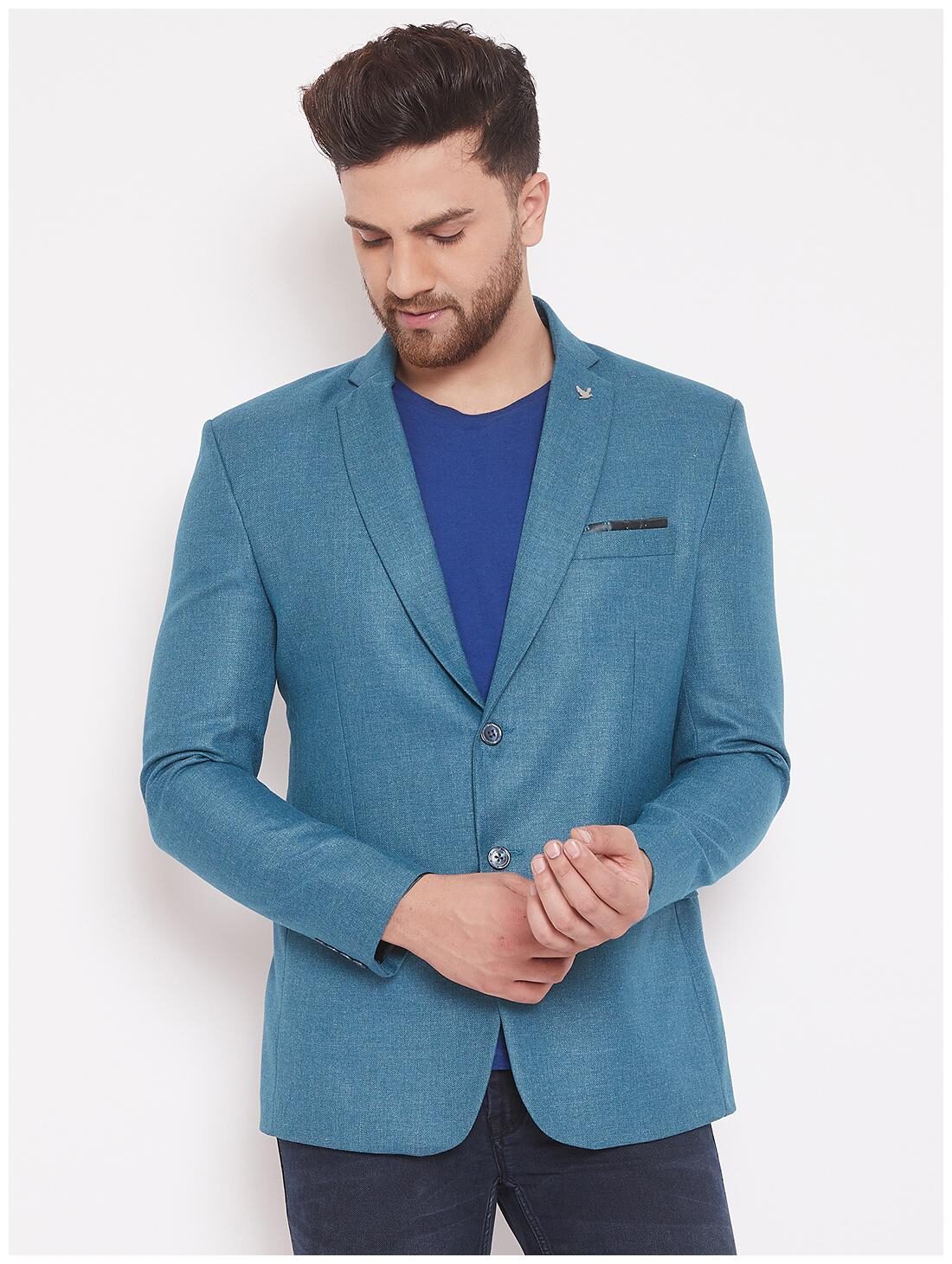 

CANARY LONDON Men Blue Solid Slim fit Single Breasted Blazer